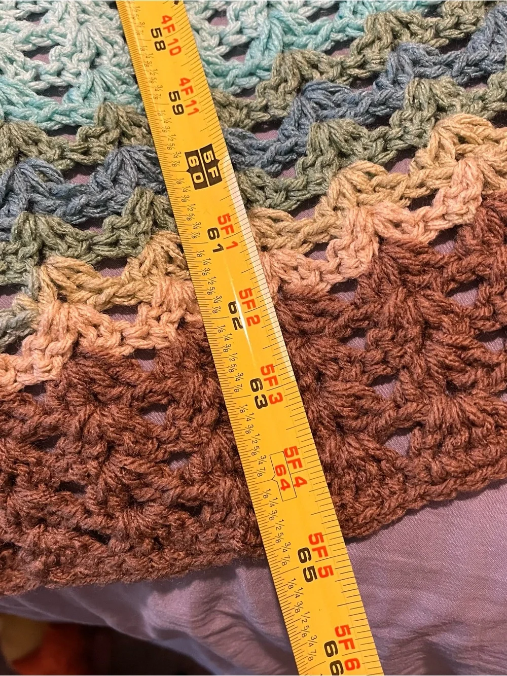 Crochet Throw earth tone‎ afghan Cottage-core 70s vibe Handmade Striped